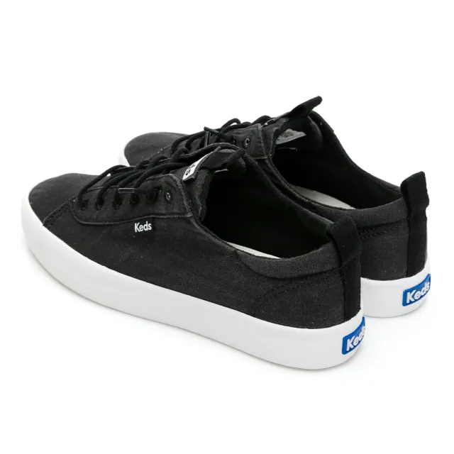 【Keds】KICKBACK 舒適免綁帶有機棉休閒鞋-黑(9223W123336)