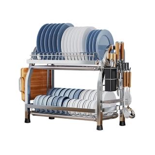 【媽尚好】「廚房專家」不鏽鋼碗碟瀝水架-56CM/雙層