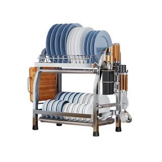 【媽尚好】「廚房專家」不鏽鋼碗碟瀝水架-42CM/雙層