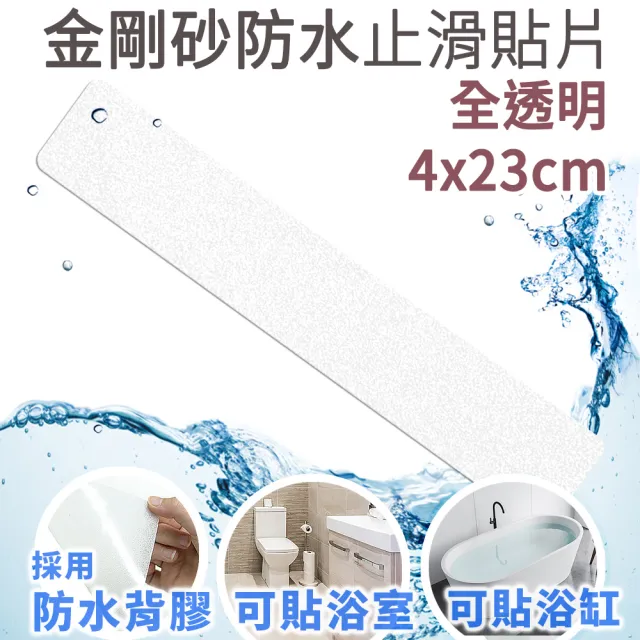 【Echain Tech】透明金鋼砂防滑貼片 透明長條款 單片 23x4cm(止滑貼片/浴室止滑貼/地磚貼/樓梯止滑貼)