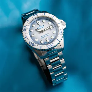 【EDOX 伊度】Neptunian 海神 冰藍 68H超動能300米潛水機械錶-42mm(E80801.3BBUM.BUCDN)