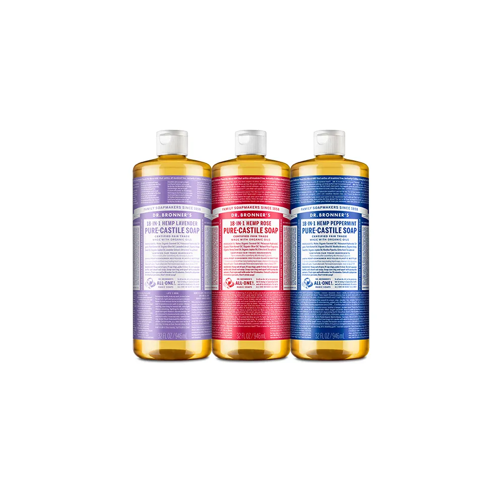 【Dr.Bronner’s 布朗博士】潔膚露系列11種味道任選三入組(946ml/32oz)