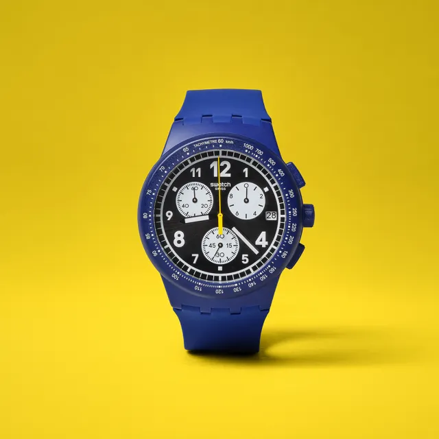 SWATCH】Chrono 原創系列手錶NOTHING BASIC ABOUT BLUE 三眼計時運動錶
