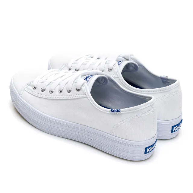 【Keds】TRIPLE KICK 學院風厚底帆布小白鞋-白(9203W133185)