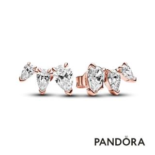 【Pandora官方直營】璀璨梨形三葉針式耳環-絕版品