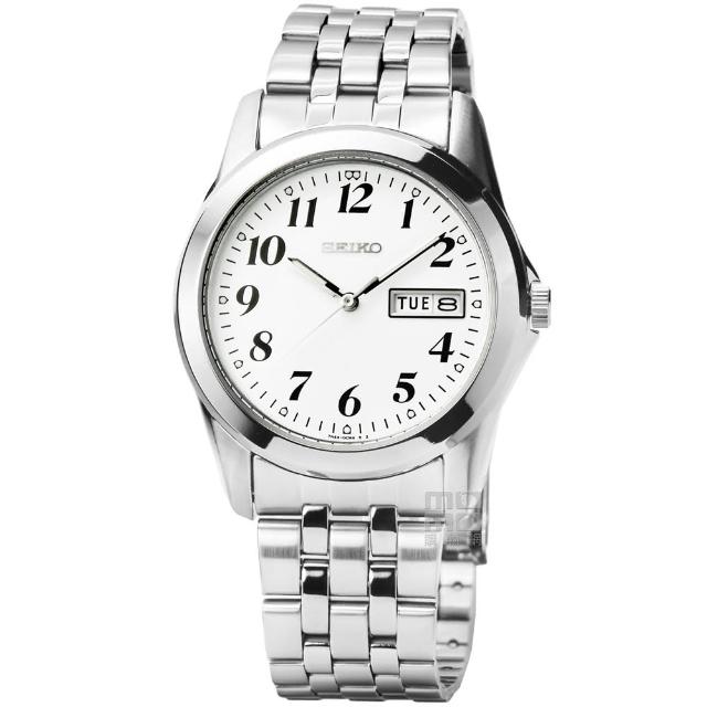 【SEIKO 精工】精工中型石英鋼帶男錶-白面(SCXC009) 父親節 情人節