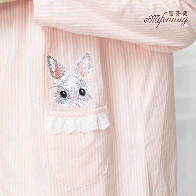 【MFN 蜜芬儂】台灣製-直條小兔薄長袖睡衣褲(100%棉)