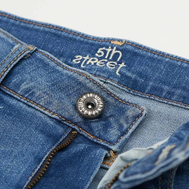 【5th STREET】男裝顯瘦基本小直褲-中古藍