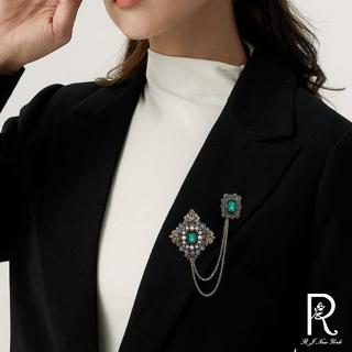 【RJ New York】巴洛克宮廷風水鑽鍊條2用胸針別針(2色可選)