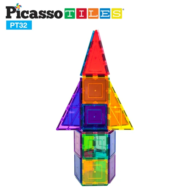 【PicassoTiles】畢卡索 32片磁力片積木 火箭組