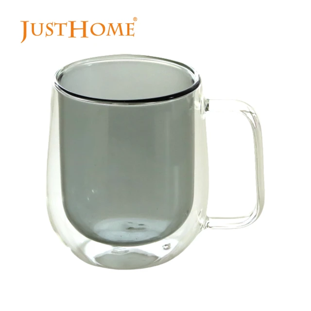 【Just Home】清透彩色雙層玻璃馬克杯250ml 灰色(杯子 玻璃杯 馬克杯)
