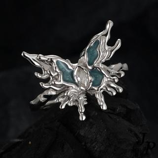【Jpqueen】冰雪蝴蝶不規則彈性開口戒指(銀色)