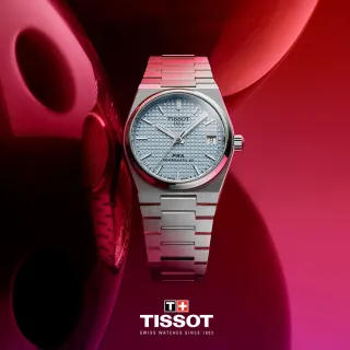 【TISSOT 天梭 官方授權】PRX系列 80小時動力機械腕錶(T1372071135100/冰藍35mm)