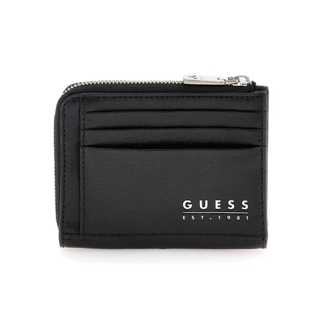 【GUESS】金屬LOGO皮革卡夾零錢包(兩色可選)