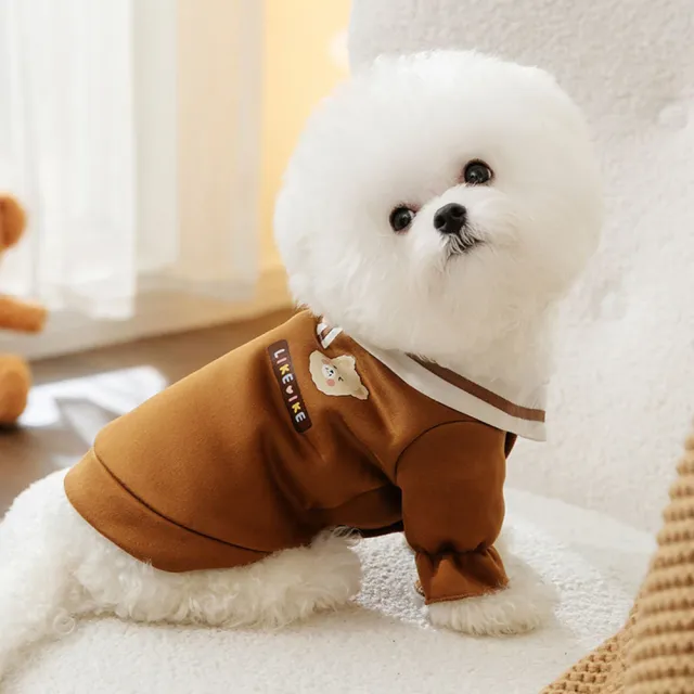 【寵物愛家】秋冬版小熊印花POLO衫貓狗保暖寵物衣2件組(寵物服飾)