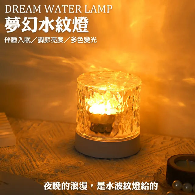 【QIDINA】驚艷網紅夢幻動態水波紋燈火焰燈-B(小夜燈 交換禮物 送禮聖誕禮物 星空燈氣氛燈)
