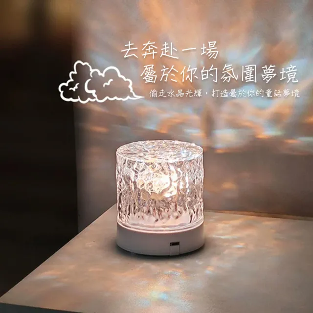 【QIDINA】驚艷網紅夢幻動態水波紋燈火焰燈-B(小夜燈 交換禮物 送禮聖誕禮物 星空燈氣氛燈)