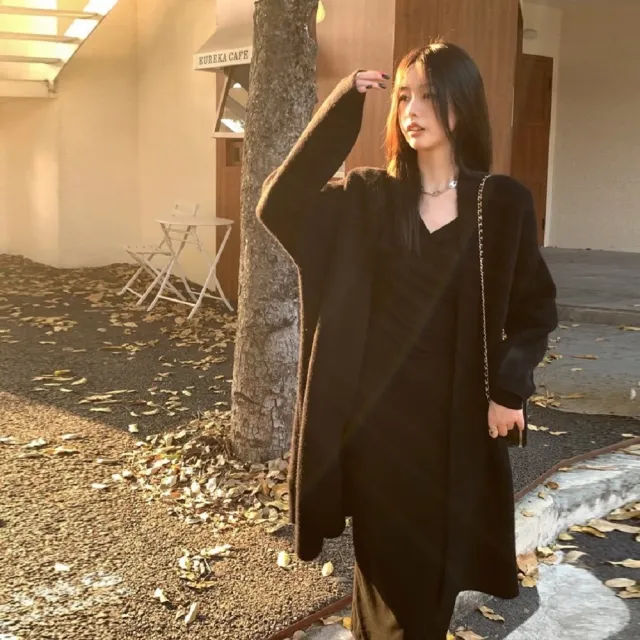 【AS 假日泳裝】綿羊絨保暖外套 長版 針織外套 秋冬外套 DR367