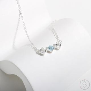 【SPANCONNY 飾品控】繆思MUSE l 託帕石 白水晶 S925純銀 l 雙色三鑽項鍊(品牌獨家設計款)