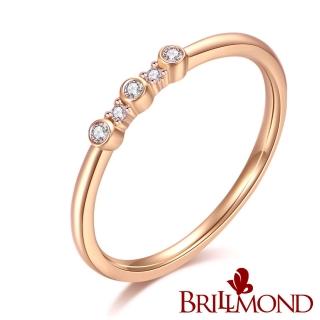 【BRILLMOND JEWELRY】18K玫瑰金 輕珠寶 6分 天然鑽石線戒 雅緻(18K玫瑰金臺 天然鑽石總重6分)