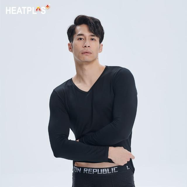 【棉花共和國】HEATPLUS  肌暖男V領長袖衫(極細纖維 發熱保暖 輕薄時尚)