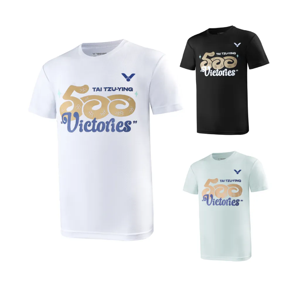 【VICTOR 勝利體育】戴資穎500勝紀念T-shirt 中性款(T-TTY500 A白/C黑/G碧水綠)