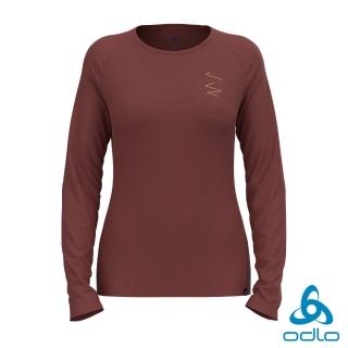 【ODLO】女 ASCENT 365 MERINO 200圓領上衣(探險步道 蘋果紅)