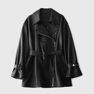 【米蘭精品】現貨+預購 真皮皮衣羊皮夾克(秋季港風收腰顯瘦女外套74go8)