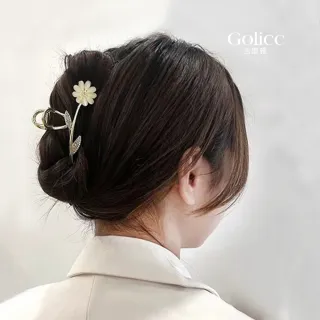 【Golicc】髮夾 貓眼石 氣質 花朵(髮飾 頭飾 抓夾 生日禮物 滿額贈7日花盒組)