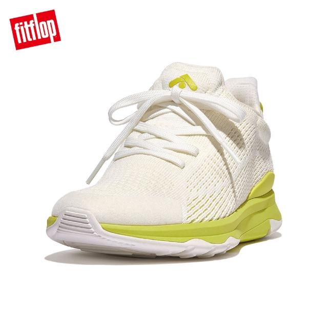 【FitFlop】VITAMIN FFX KNIT SPORTS SNEAKERS運動風繫帶休閒鞋-女(都會白/青檸汁色)