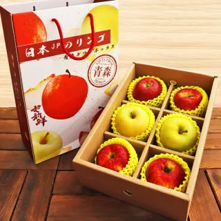 【切果季】日本青森蘋果28粒頭三拼6入x2盒(370g/顆_頂級手提禮盒)