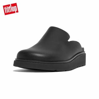 【FitFlop】GEN-FF LEATHER MULES經典舒適木屐鞋/穆勒鞋-女(靚黑色)