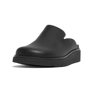 【FitFlop】GEN-FF LEATHER MULES經典舒適木屐鞋/穆勒鞋-女(靚黑色)