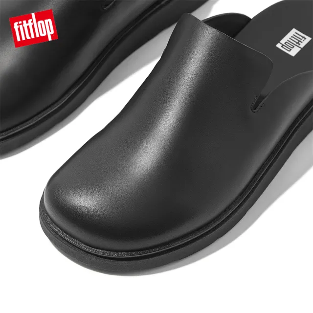 【FitFlop】GEN-FF MENS LEATHER MULES經典舒適木屐鞋/穆勒鞋-男(靓黑色)