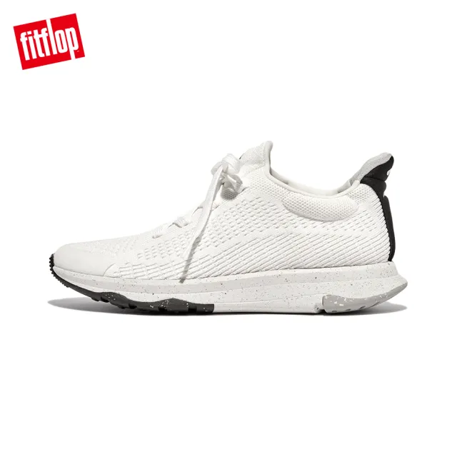 【FitFlop】VITAMIN FFX e01 KNIT SPORTS SNEAKERS運動風繫帶休閒鞋-女(都會白黑色)