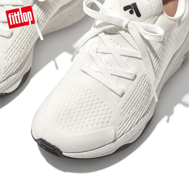 【FitFlop】VITAMIN FFX e01 KNIT SPORTS SNEAKERS運動風繫帶休閒鞋-女(都會白黑色)