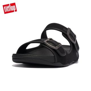 【FitFlop】GOGH MOC MENS BUCKLE CANVAS SLIDES扣環帆布造型雙帶涼鞋-男(黑色)