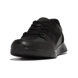 【FitFlop】ANATOMIFLEX MENS MATERIAL-MIX PANEL SNEAKERS時尚百搭繫帶休閒鞋-男(黑色)