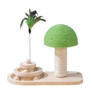 【寵物愛家】貓咪新款劍麻經典實木轉盤逗貓玩具(貓咪玩具)