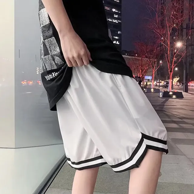 【D.studio】韓版薄款冰絲速乾運動寬鬆短褲(五分褲運動短褲短褲男男裝褲子男 休閒褲休閒短褲運動褲 P293)