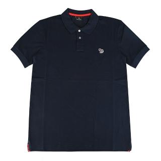 【Paul Smith】彩色斑馬小LOGO純棉珠地布POLO衫(男款/深藍x橘紅)