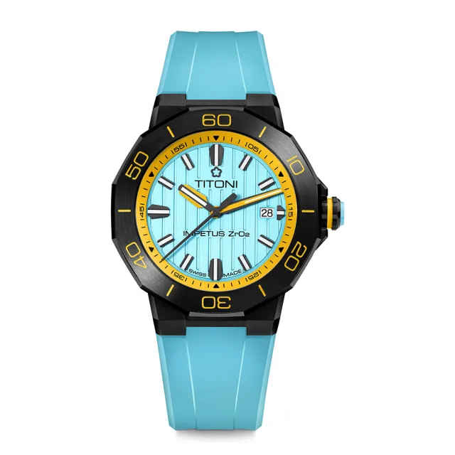 【TITONI 梅花錶】IMPETUS動力系列 阿根廷藍陶瓷腕錶-43mm(83765 B-AO-707)