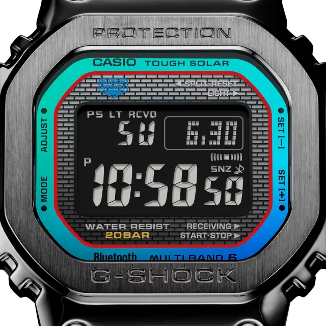 CASIO 卡西歐】G-SHOCK 40週年彩虹絢麗色彩金屬方形電子錶(GMW