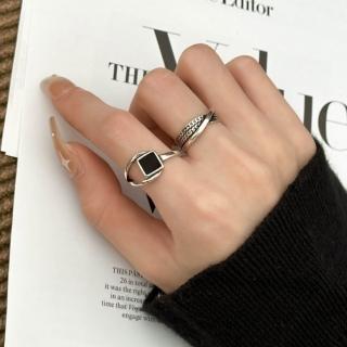 【KT DADA】包包 可調節戒指 不規則戒指 女生生日禮物 純銀戒指 銀戒指 開口戒指 方形戒指 個性戒指