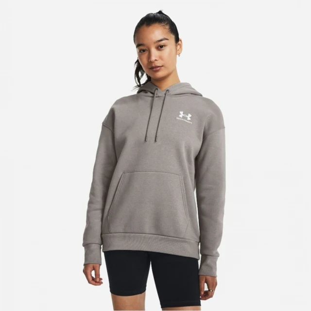 UNDER ARMOUR 上衣 女款 長袖上衣 帽T 運動 Essential Fleece Hoodie 灰 1373033294(S1088)