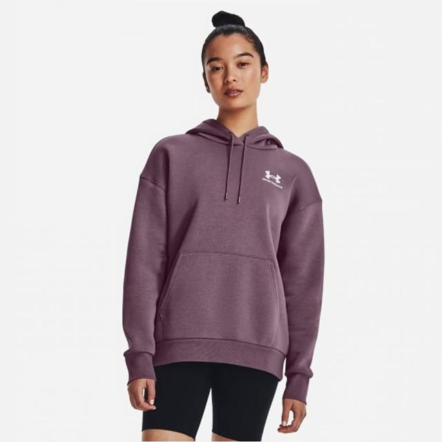 【UNDER ARMOUR】上衣 女款 長袖上衣 帽T 運動 Essential Fleece Hoodie 紫 1373033500(S1082)