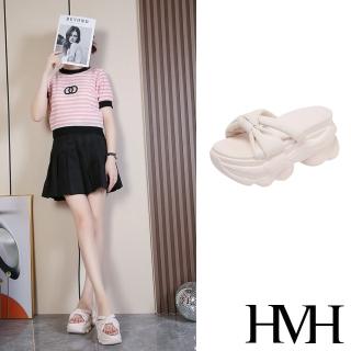 【HMH】厚底拖鞋 蝴蝶結拖鞋/優雅蝴蝶結造型厚底拖鞋(米)