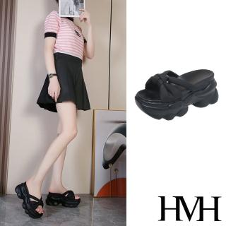 【HMH】厚底拖鞋 蝴蝶結拖鞋/優雅蝴蝶結造型厚底拖鞋(黑)
