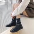 【LN】★ 時尚中筒軟皮後拉鍊短靴(休閒/百搭/時尚)