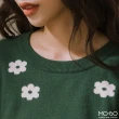 【MO-BO】撞色花朵織紋針織上衣